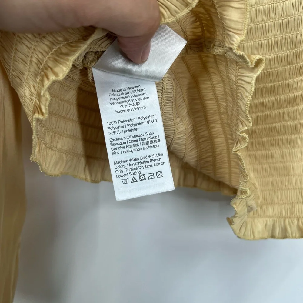 J. Crew Squareneck Smocked Featherweight Satin Cropped Top